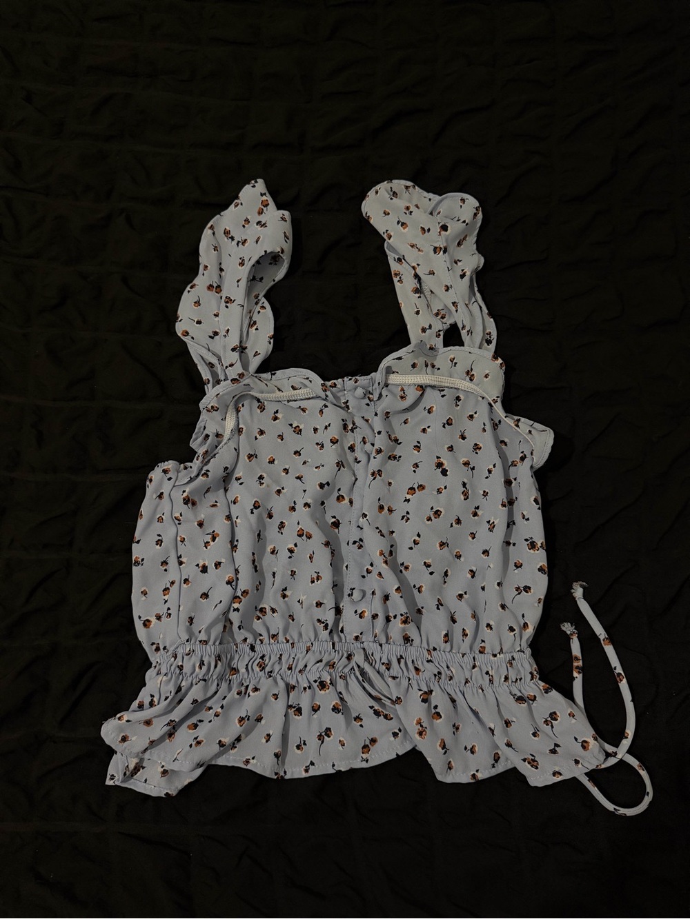 Sienna Sky Light Blue Floral Ruffle Strap Cami